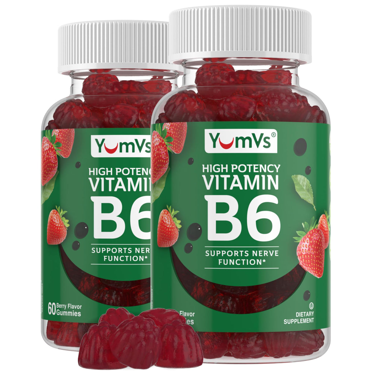 YUM-V'S Vitamin B6 Gummies 100 mg Strawberry - 120 Count
