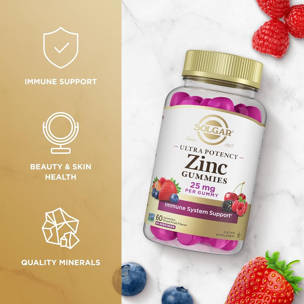 Solgar Zinc Gummies 25 mg Immune Support - 60 Gummies - image 3