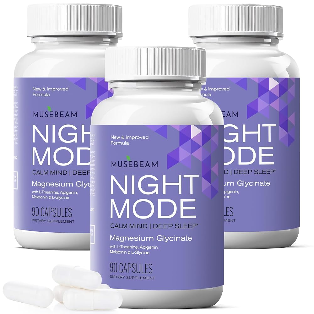 MuseBeam Magnesium Glycinate with Melatonin & L-Theanine, 90 Capsules