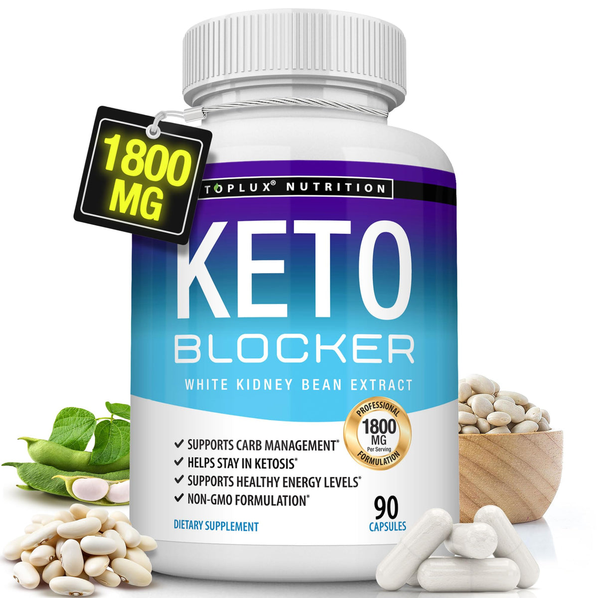 Toplux Keto Blocker White Kidney Bean Extract 1800 mg - 90 Capsules