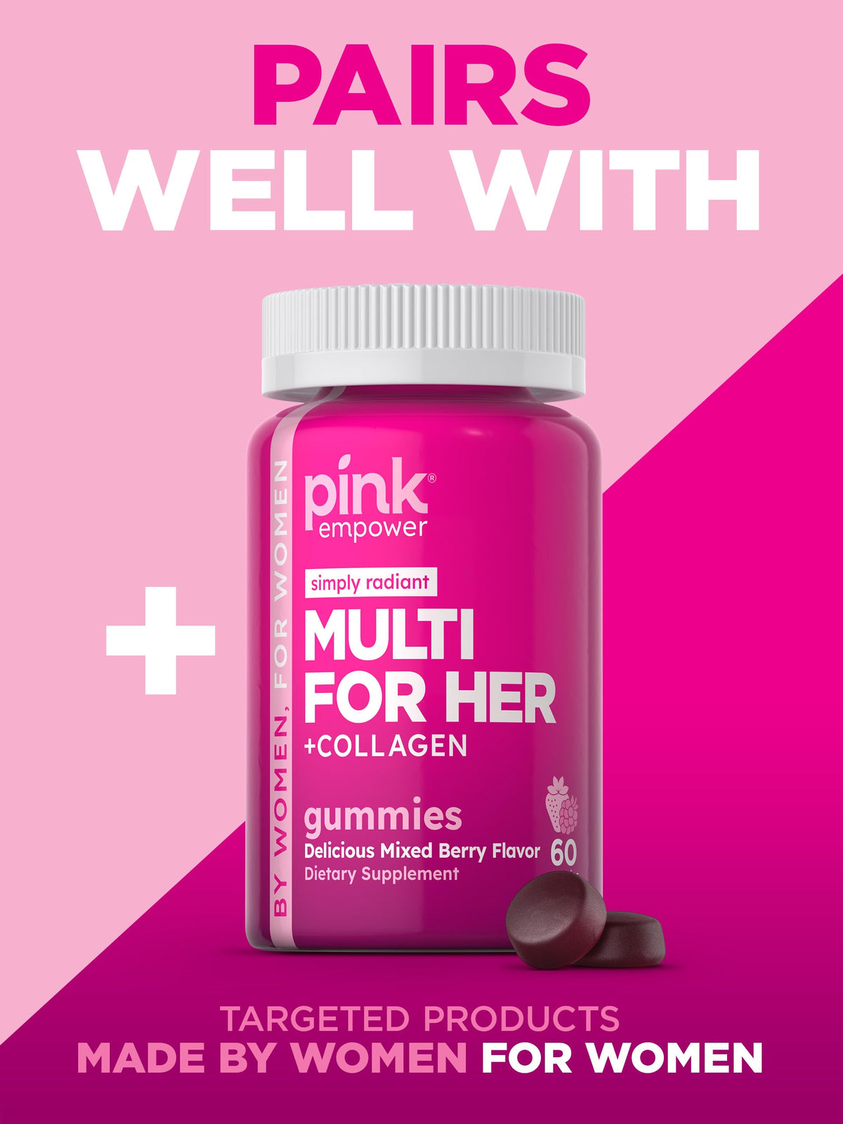 PINK Hair Skin Nails Gummies with Biotin 2,500 mcg - 60 Count - image 5