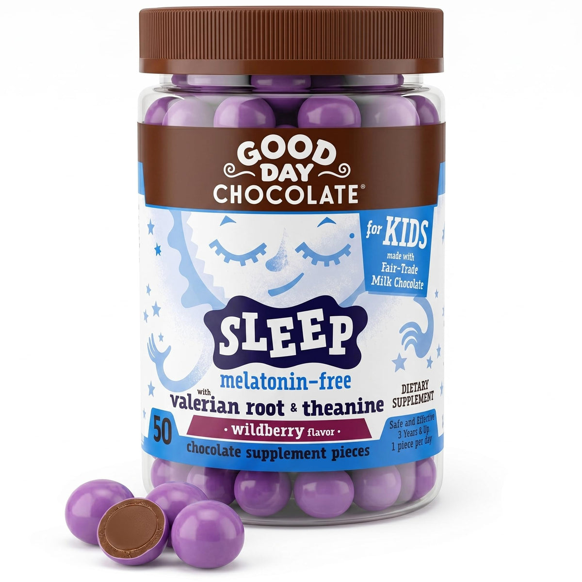 Good Day Chocolate Valerian Root Sleep Support for Kids - 50 Pieces
