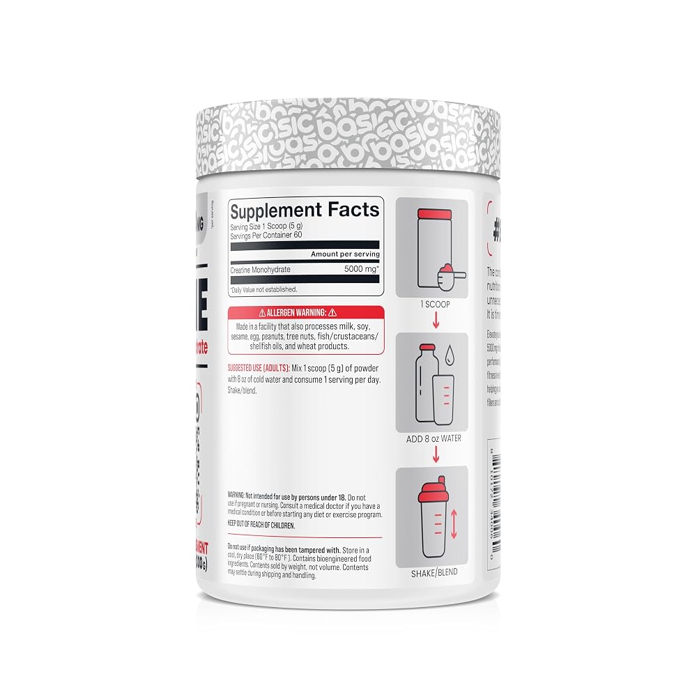 BASIC SUPPLEMENTS Micronized Creatine Monohydrate 5000mg - 10.6 oz - image 2
