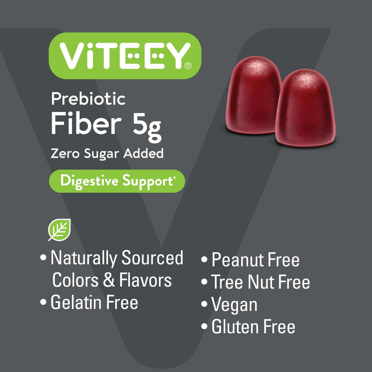 Viteey Prebiotic Fiber Gummies for Adults, 5g