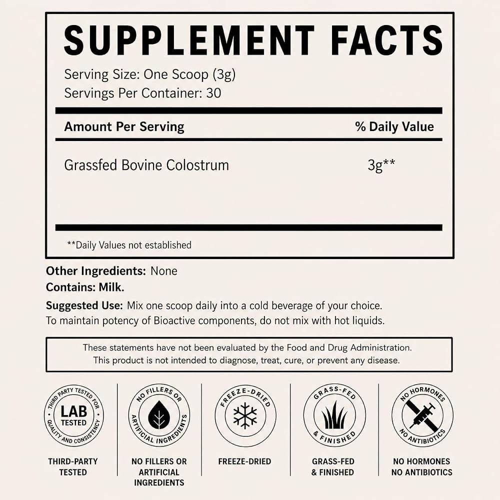 Primal Being Grassfed Beef Colostrum Powder - 90 Grams - image 2