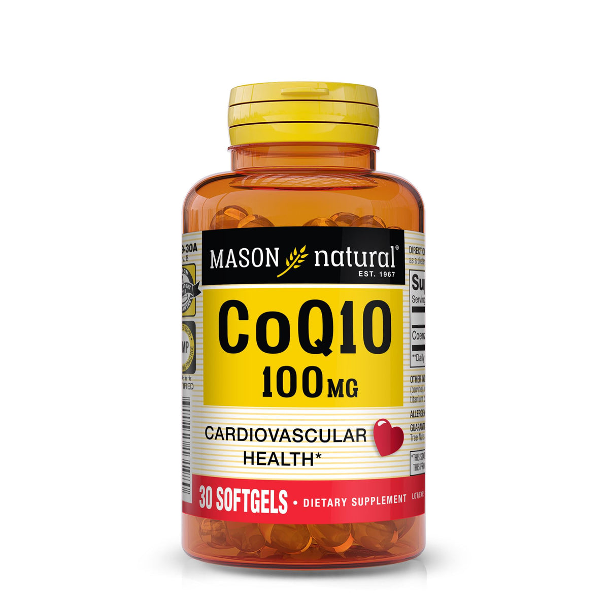 MASON NATURAL Co Q10 100 mg Cardiovascular Support - 30 Softgels