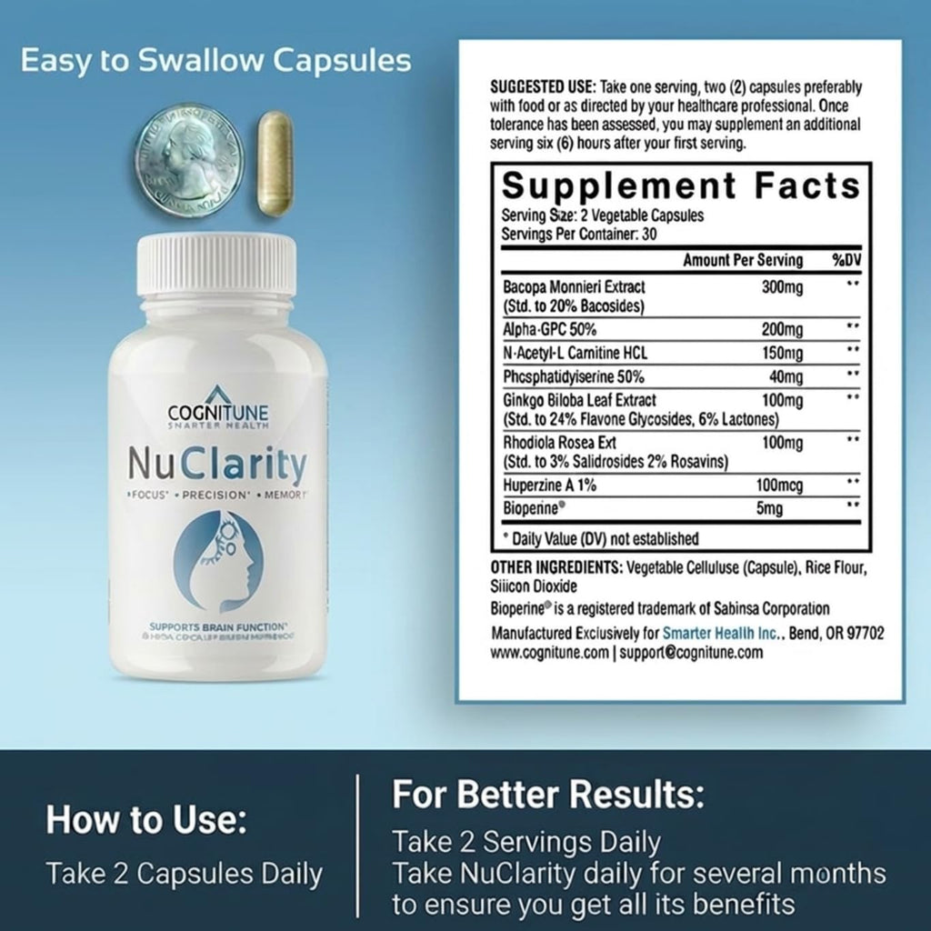 CogniTune NuClarity Brain Supplement for Memory and Focus - 60 Capsules - image 5