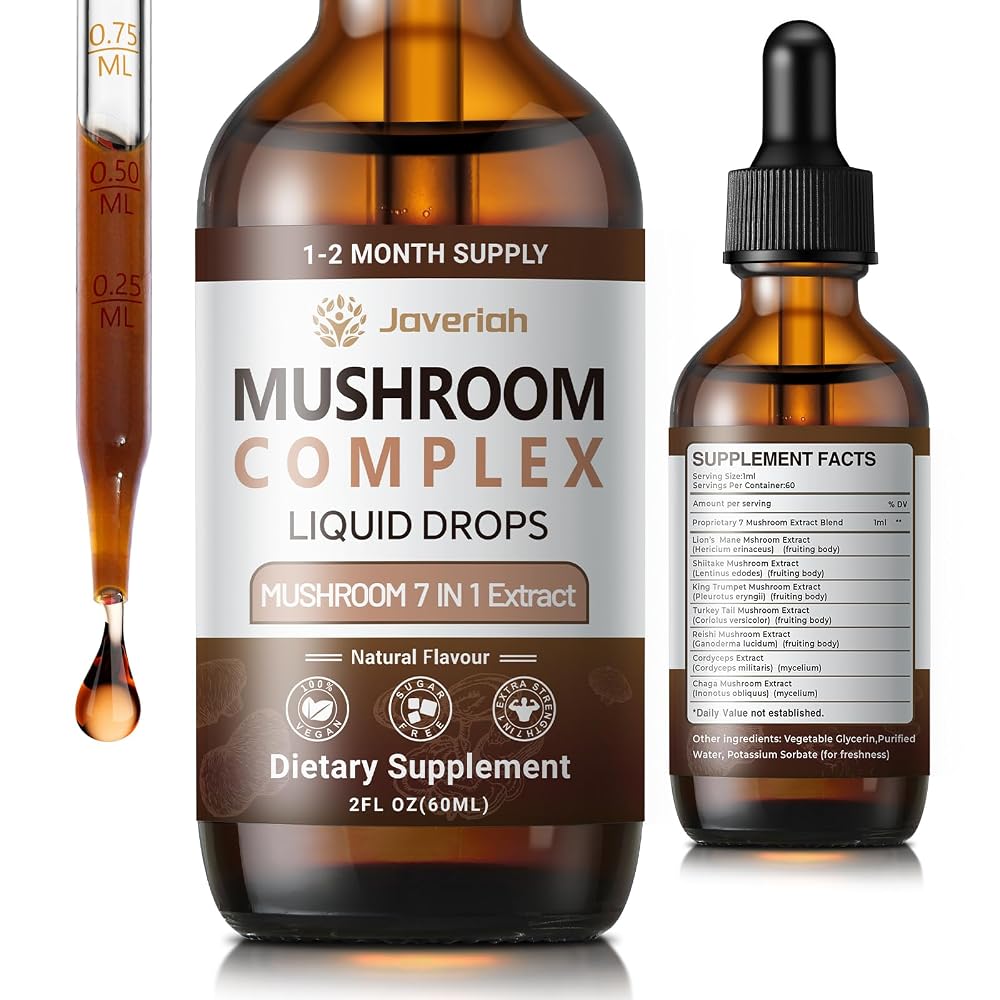 Javeriah Mushroom Complex Liquid Drops Supplement with Lion's Mane