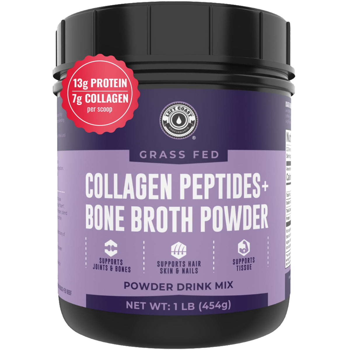 Left Coast Performance Collagen Bone Broth Powder - Grass Fed