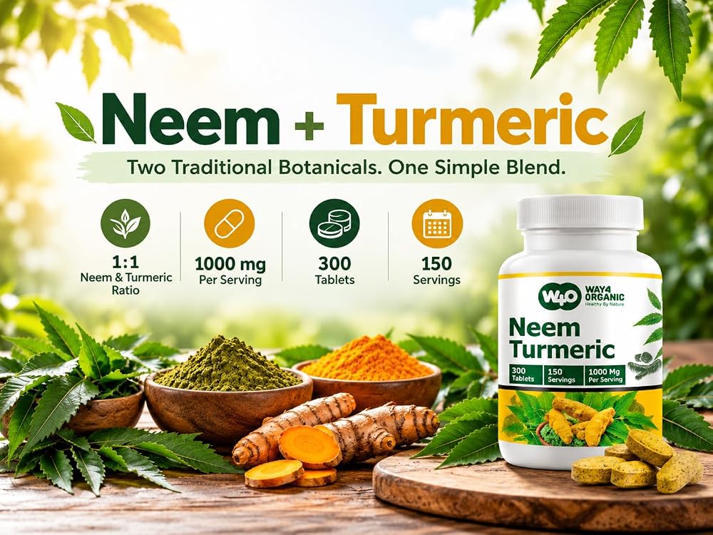 WAY 4 ORGANIC W4O Neem Turmeric Capsules(Tablets) - High-Potency