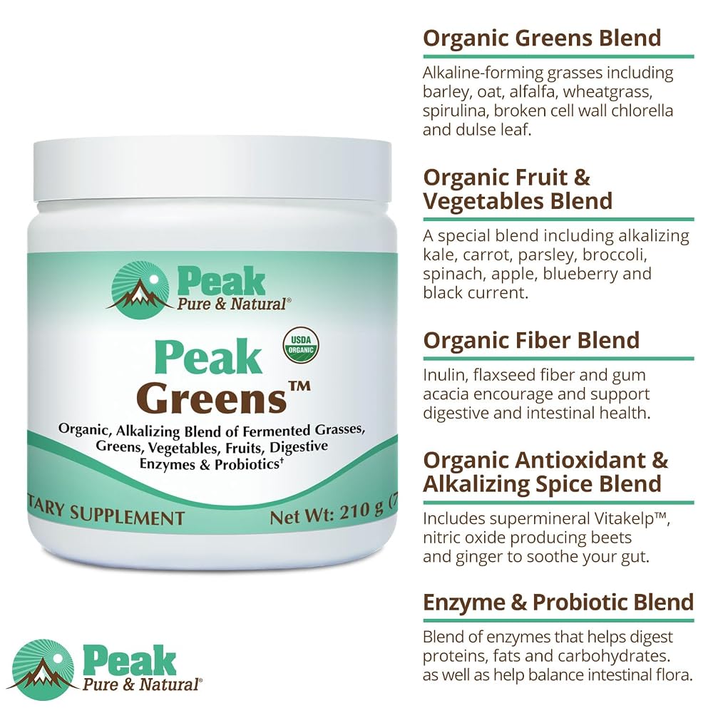 Peak Pure & Natural Greens Powder with Enzymes & Probiotics - 30 Servings - image 5