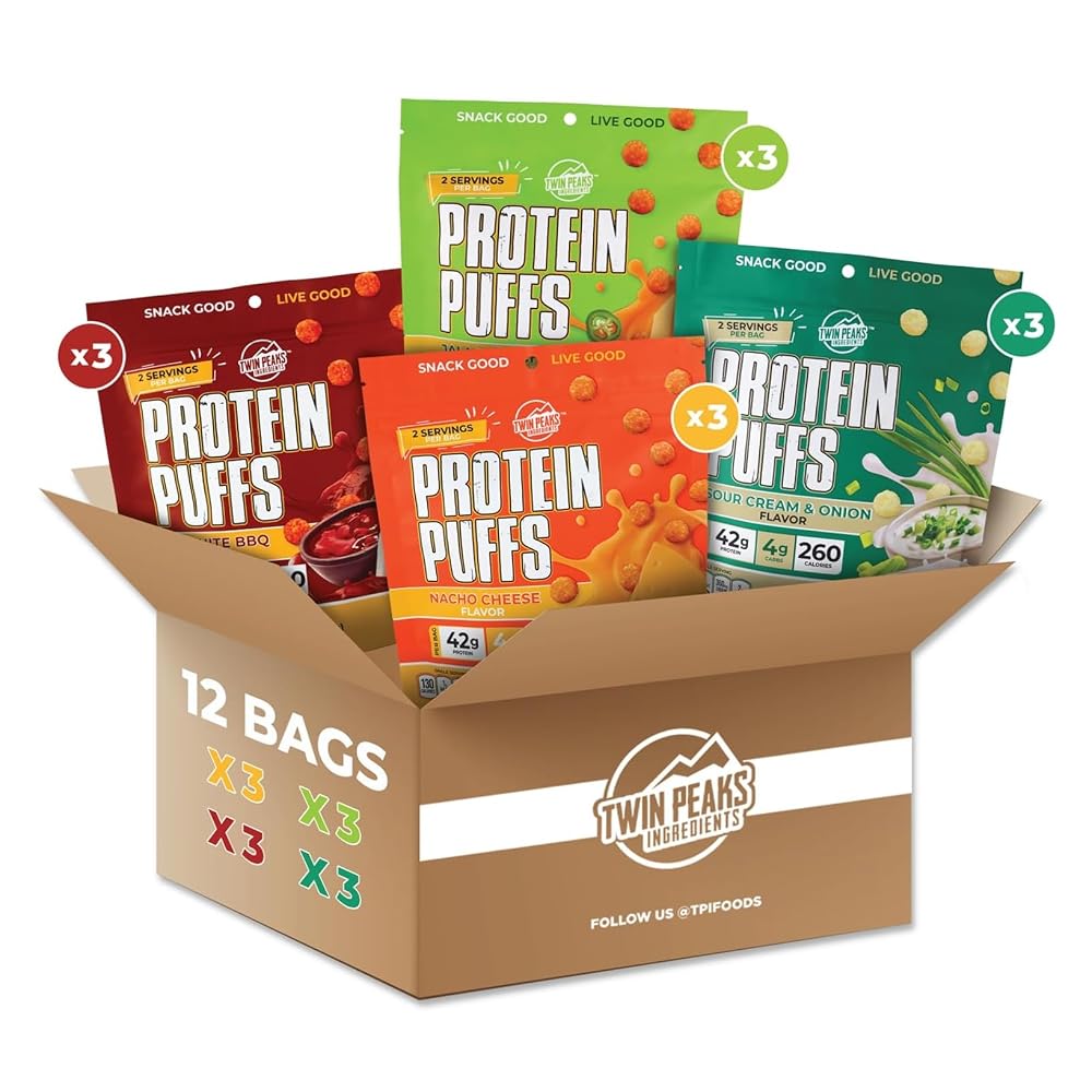Twin Peaks Protein Puffs Keto Snack Garlic Parmesan - 12 Pack