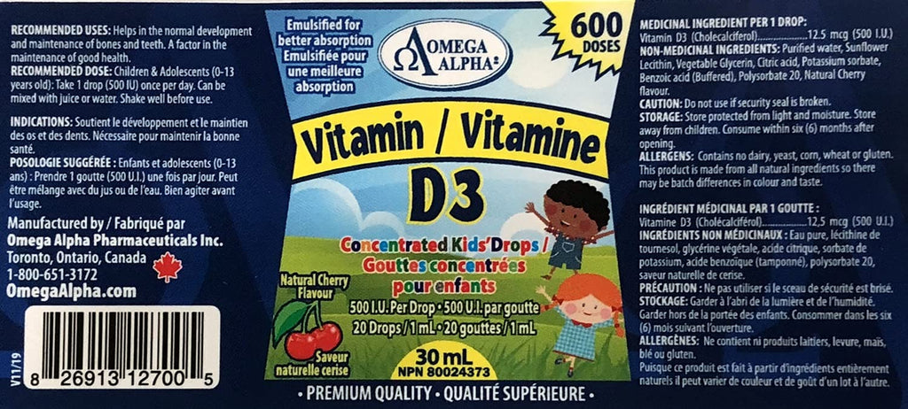 Omega Alpha Kids Drops Vitamin D3 500 IU - 600 Drops - image 2