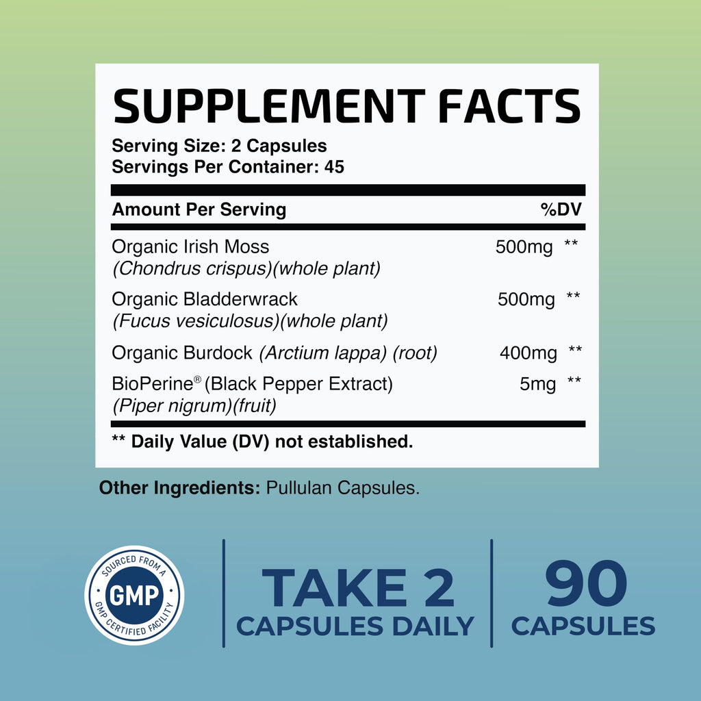 Nobi Nutrition Irish Sea Moss Capsules with Burdock Root - 90 Count - image 5
