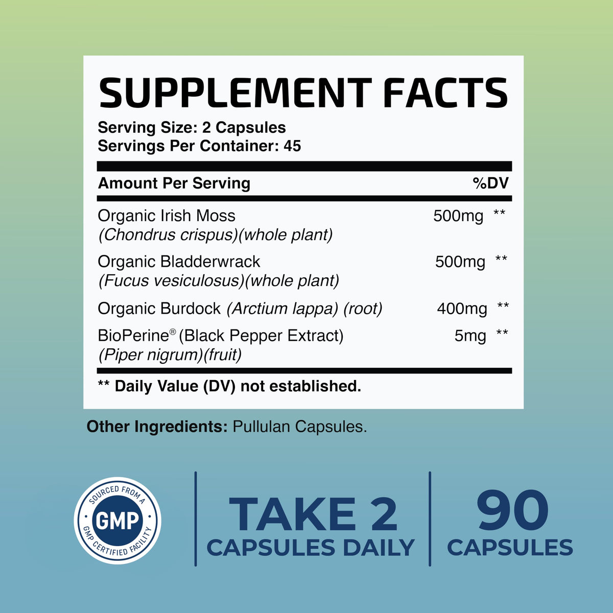 Nobi Nutrition Irish Sea Moss Capsules with Burdock Root - 90 Count - image 5