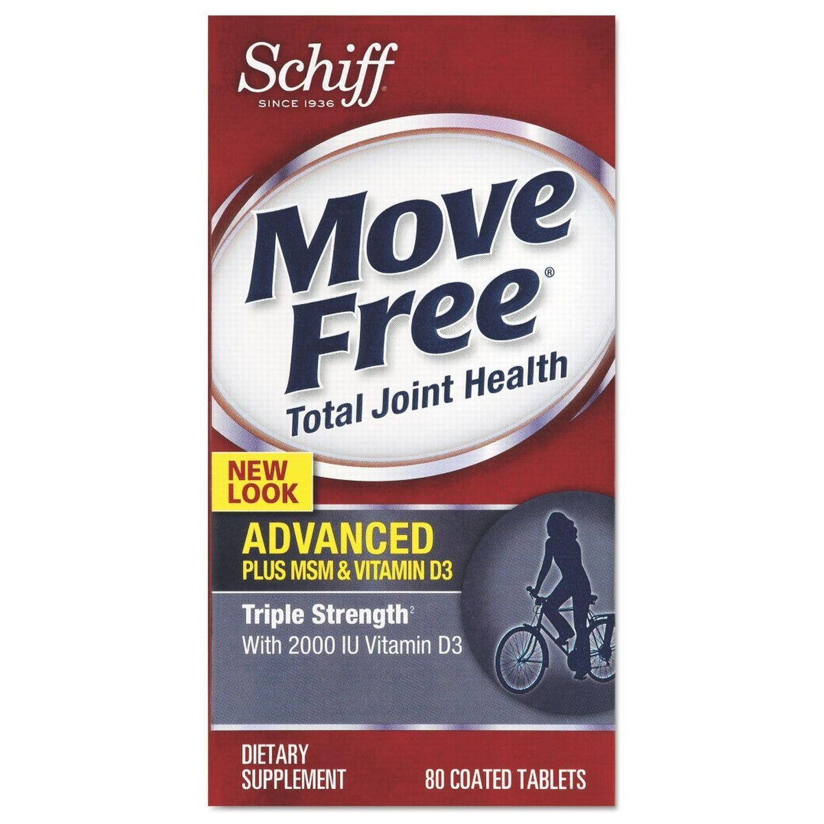 Schiff Move Free Advanced Triple Strength Plus MSM & Vitamin D3 - 80 Tablets