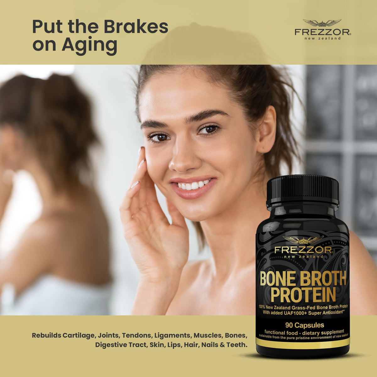 FREZZOR Bone Broth Protein Capsules Grass-Fed - 360 Capsules - image 3