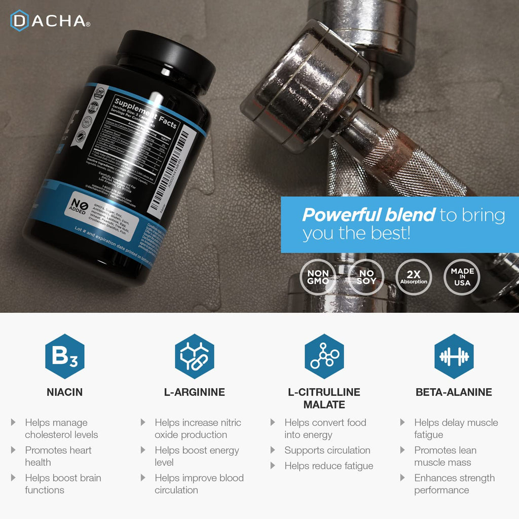 DACHA Premium L-Arginine 1920 mg - 120 Vegetarian Capsules - image 5