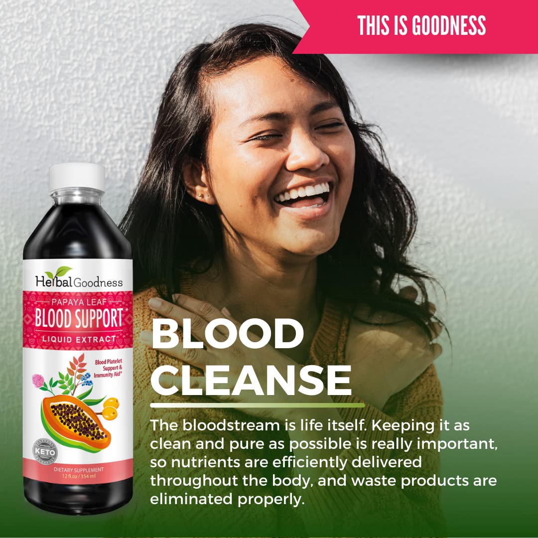 Herbal Goodness Papaya Liquid Blood Support - Papaya Leaf Extract - Healthy Platelet