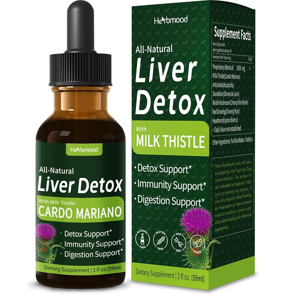 Herbmood Milk Thistle Liver Detox Drops,Herbal Detox Liquid.