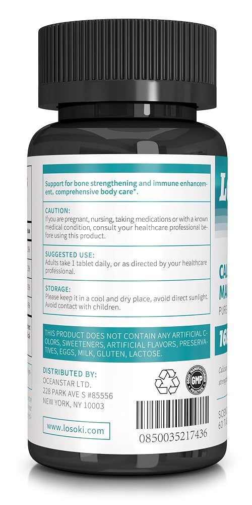Losoki Calcium Magnesium Zinc Supplement for Bone Health - 60 Tablets - image 2
