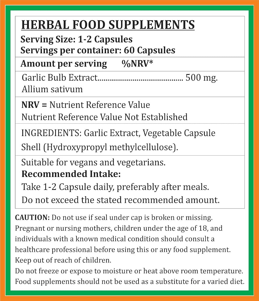 Satya Naturals Garlic Forte Capsules 500 mg. 60 Veg. Capsule