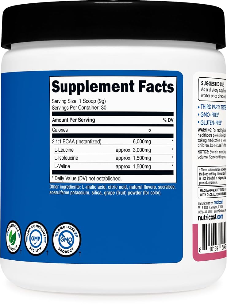 Nutricost BCAA Powder- 2:1:1