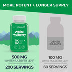 LongLifeNutri White Mulberry Leaf Extract 500mg - 200 Vegetarian Capsules - image 3