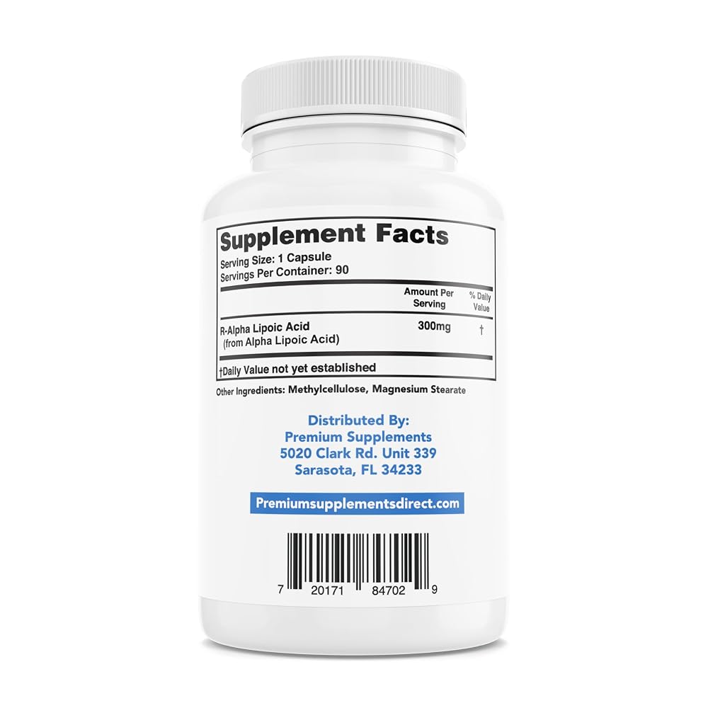 Premium-Supplements R-Alpha Lipoic Acid 300mg - 90 Capsules - image 2