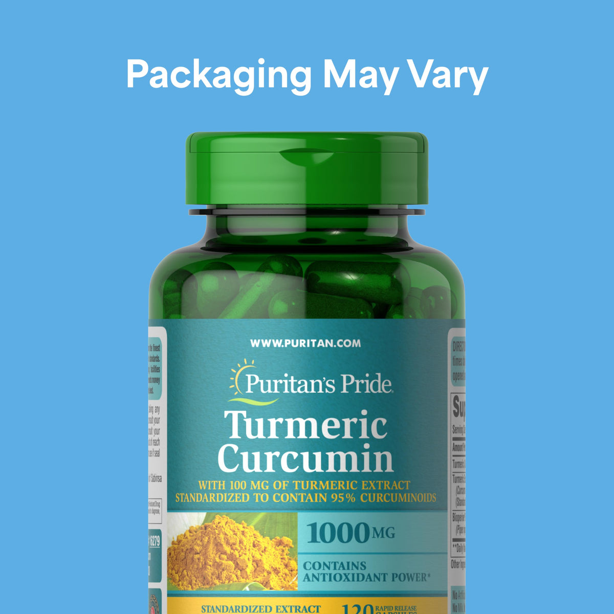 Puritan's Pride Turmeric Curcumin 1000mg - 120 Capsules - image 2