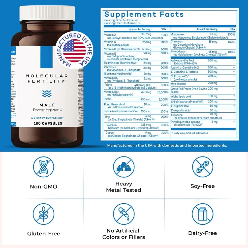 Molecular Fertility Male Preconception+ Fertility Supplement - 180 Capsules - image 5