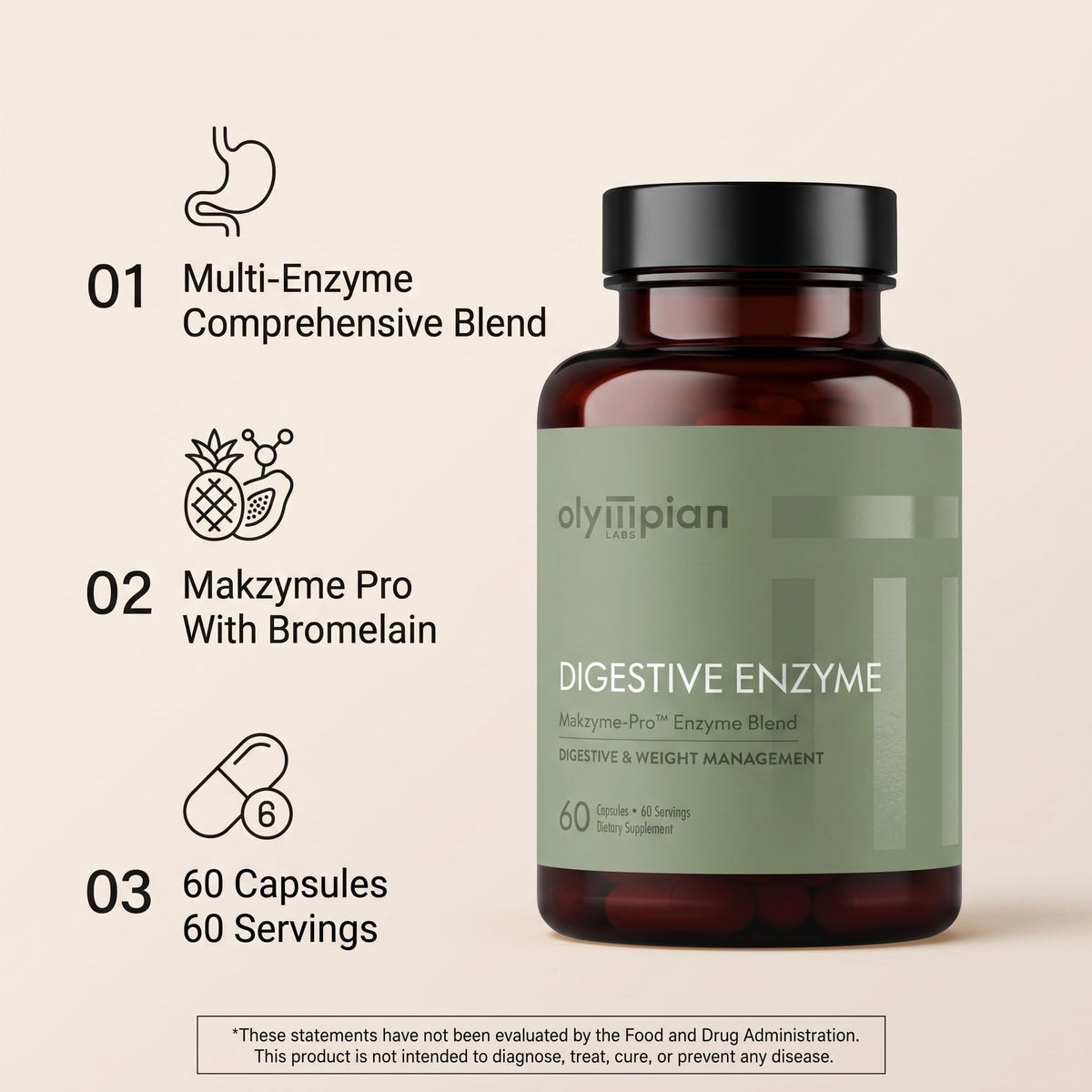Olympian Labs Makzyme-Pro Digestive Enzymes - 60 Capsules - image 5