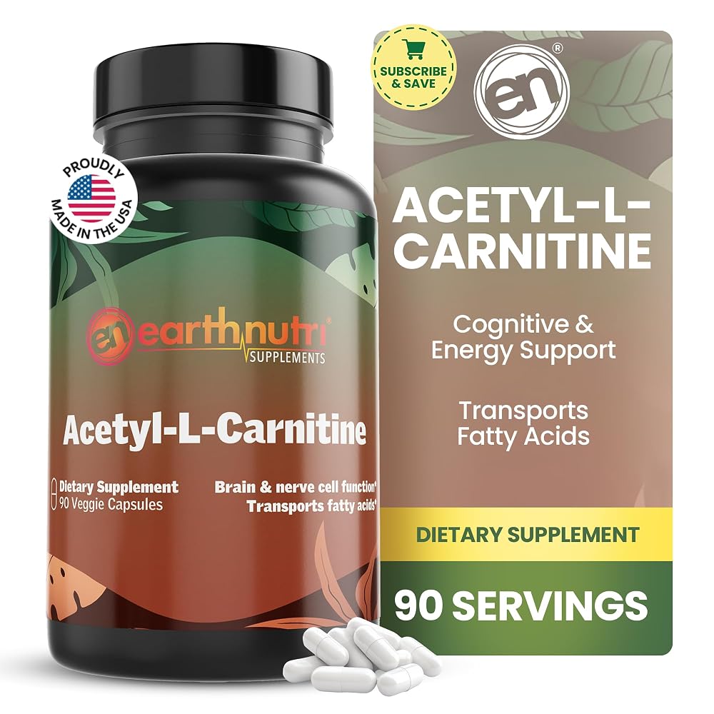 EarthNutri Acetyl-L-Carnitine 500mg - 90 Capsules