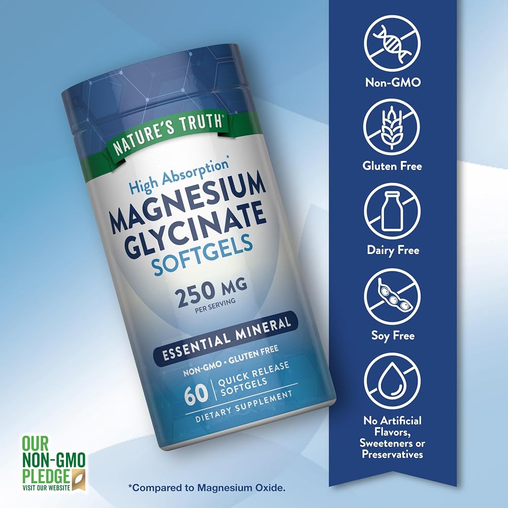 Nature's Truth Magnesium Glycinate 250mg - 60 Softgels - image 3