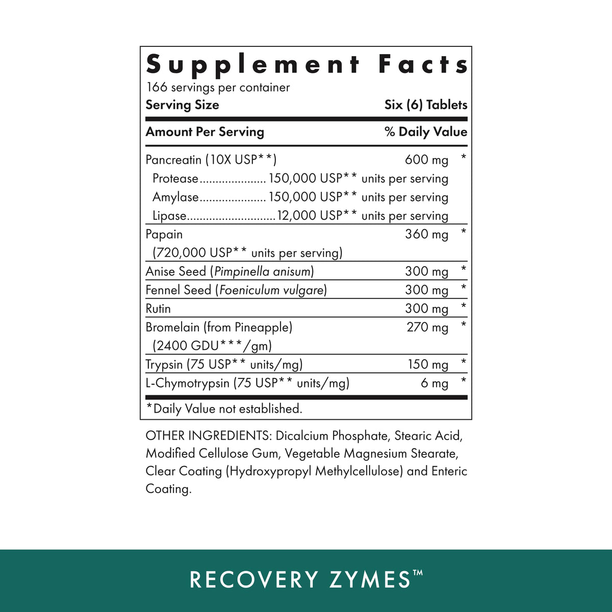 Michael's Recovery Zymes Proteolytic Enzyme - 1000 Tablets - image 2