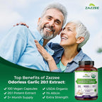 Zazzee USDA Organic Odorless Garlic 20:1 Extract