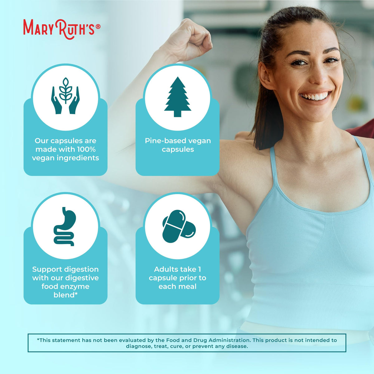 MARYRUTH'S Digestive Food Enzymes for Digestive Support - 60 Capsules - image 6