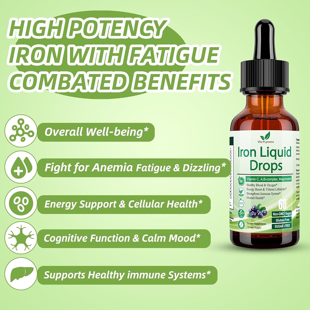 Vita PLynxera Liquid Iron Supplement with Vitamin C & B-Complex - 2 Fl Oz - image 3