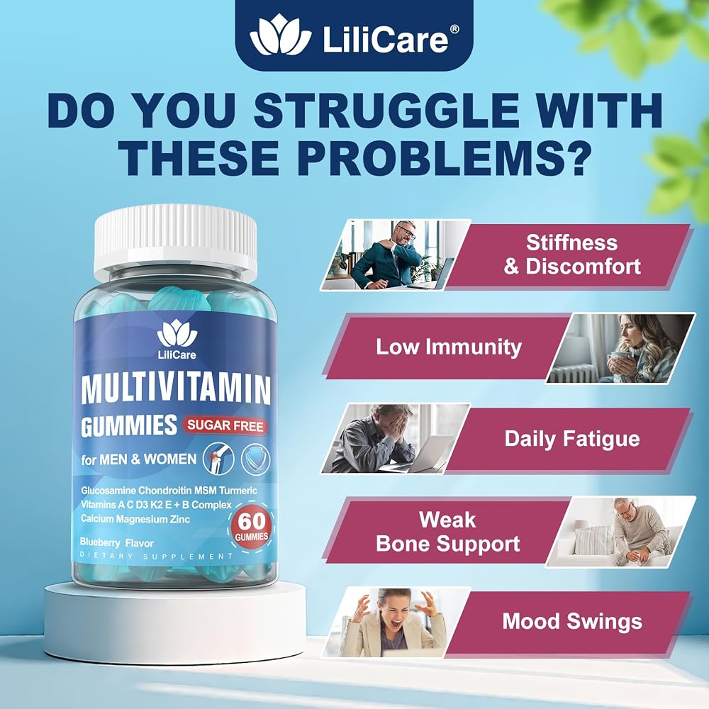 LILICARE Sugar Free Multivitamin Gummies for Men & Women 50