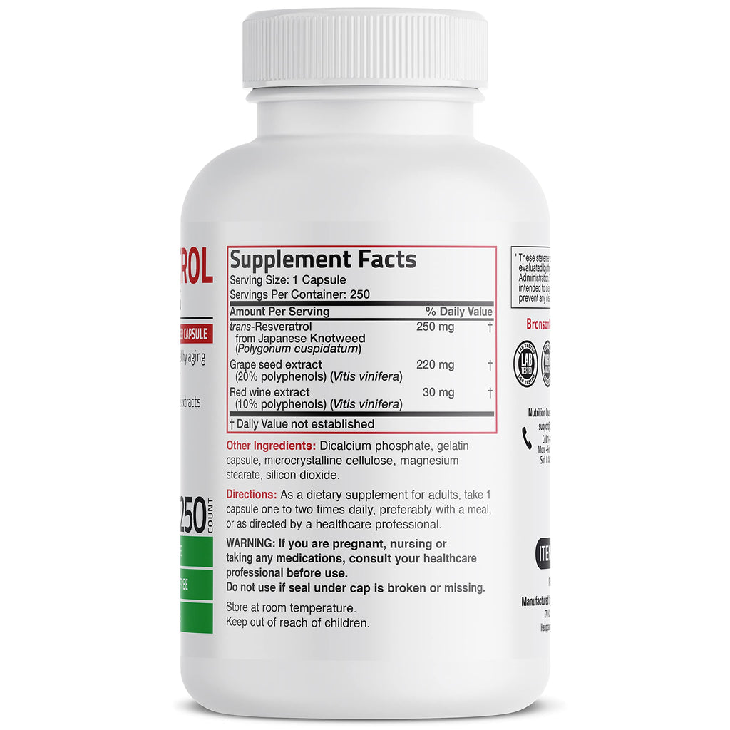 Bronson Resveratrol 500 Complex Red Wine Extract Natural Antioxidant