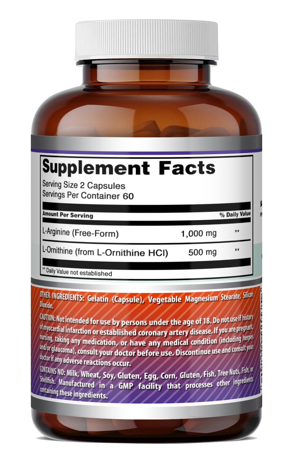 Amazing Nutrition L-Arginine L-Ornithine 1500 mg - 120 Capsules - image 6