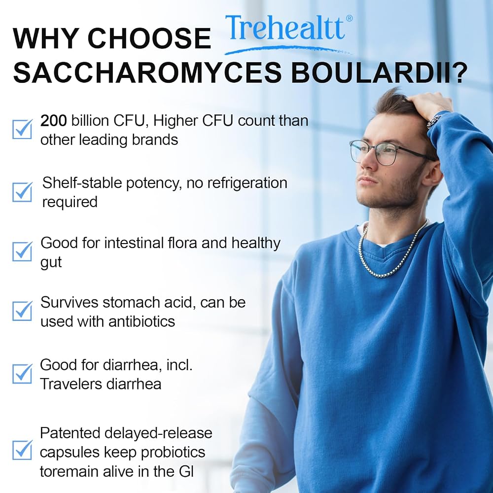 Trehealtt Saccharomyces Boulardii 200 Billion CFU Probiotic - 60 Capsules - image 3