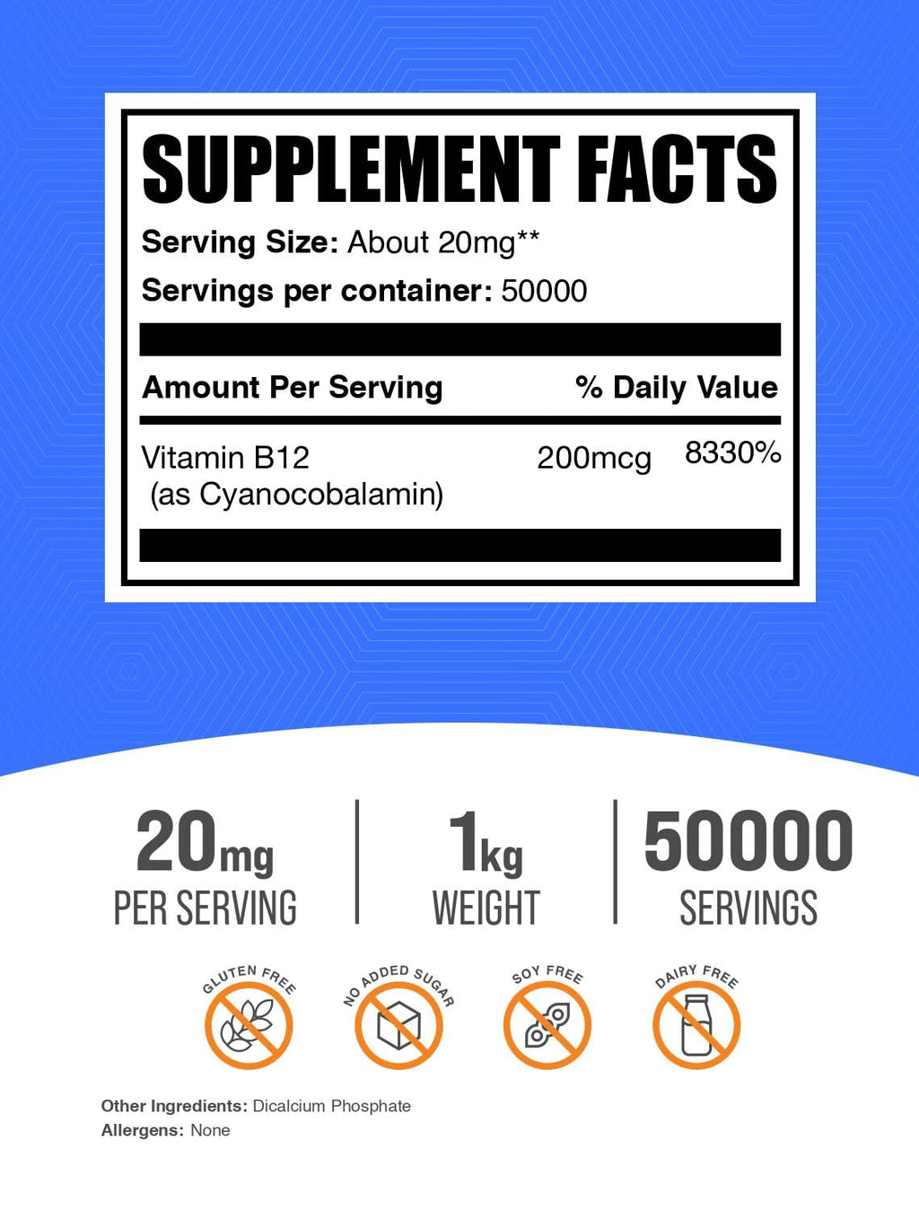 BulkSupplements.com Vitamin B12 (1% Cyanocobalamin) Powder