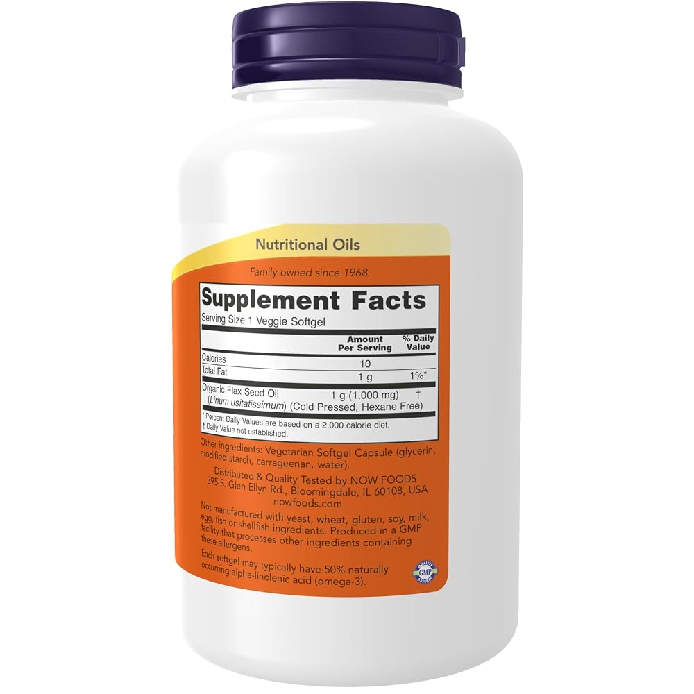 NOW Flax Oil 1,000 mg Omega-3 - 120 Softgels - image 2