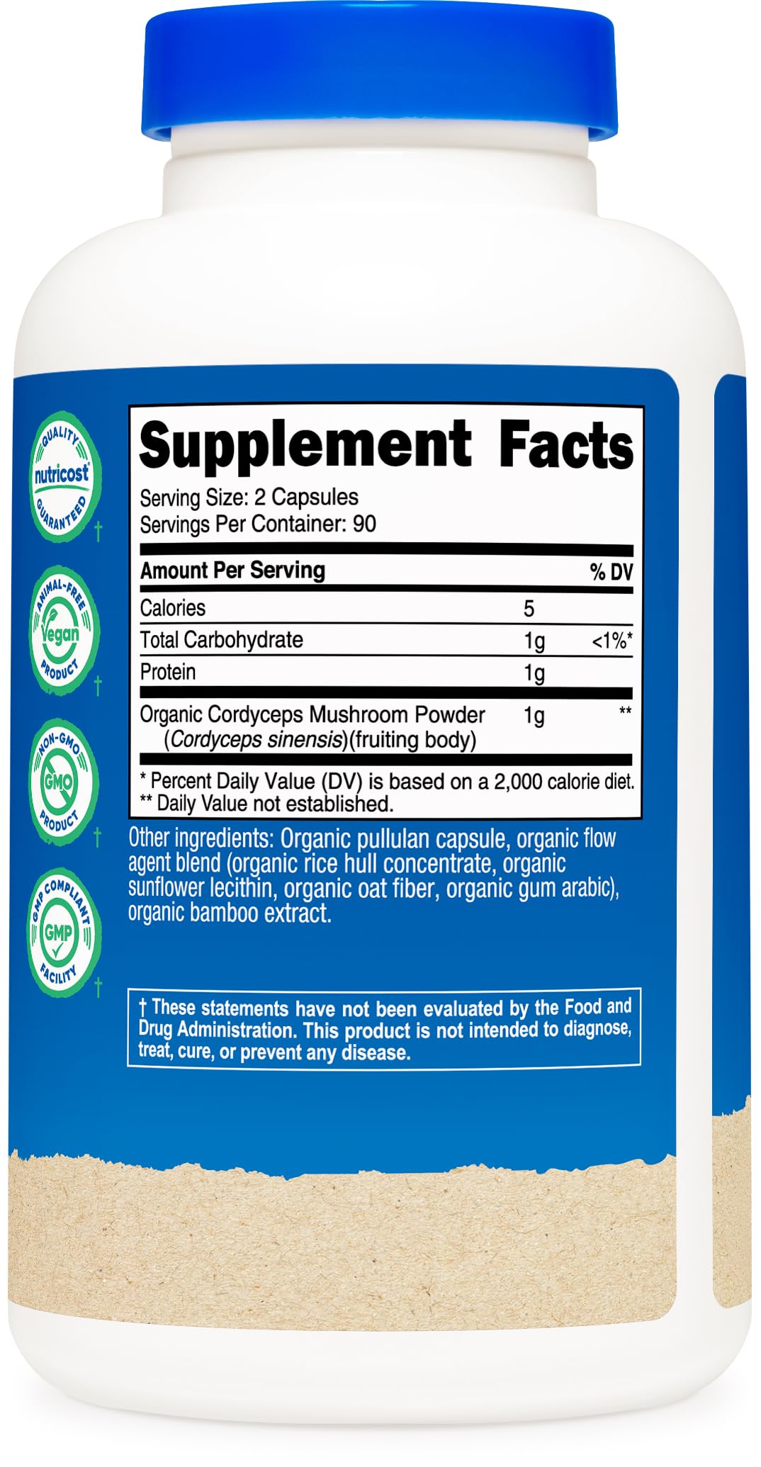 Nutricost Organic Cordyceps Mushroom Capsules 1100mg - Certified CCOF