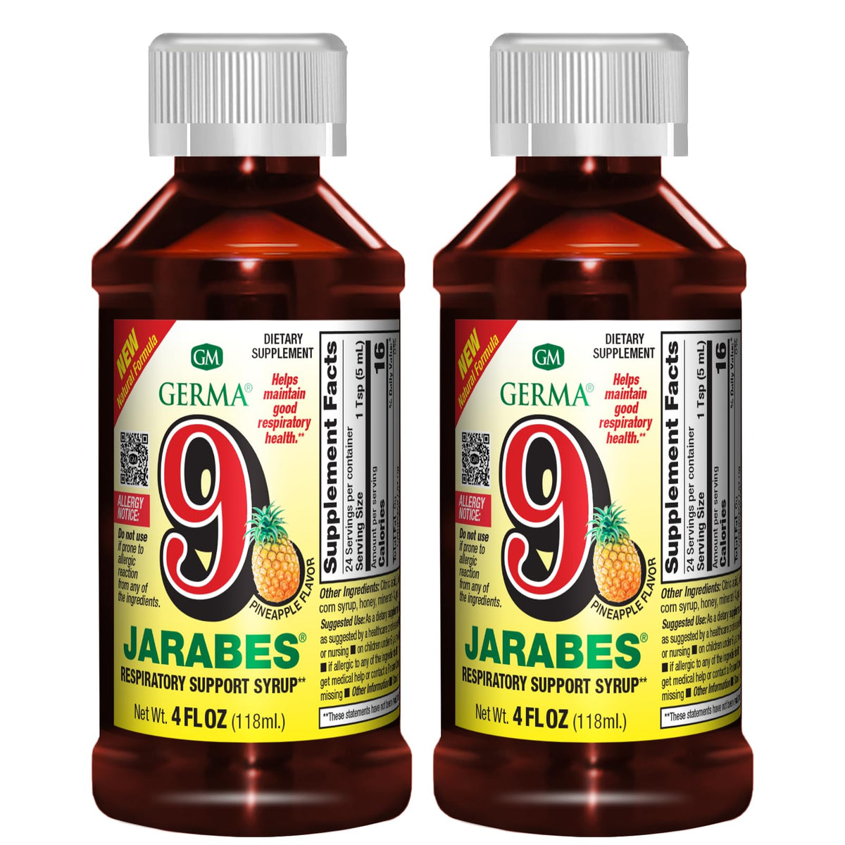 Germa 9 Jarabes Herbal Dietary Supplement Syrup - 2 Pack