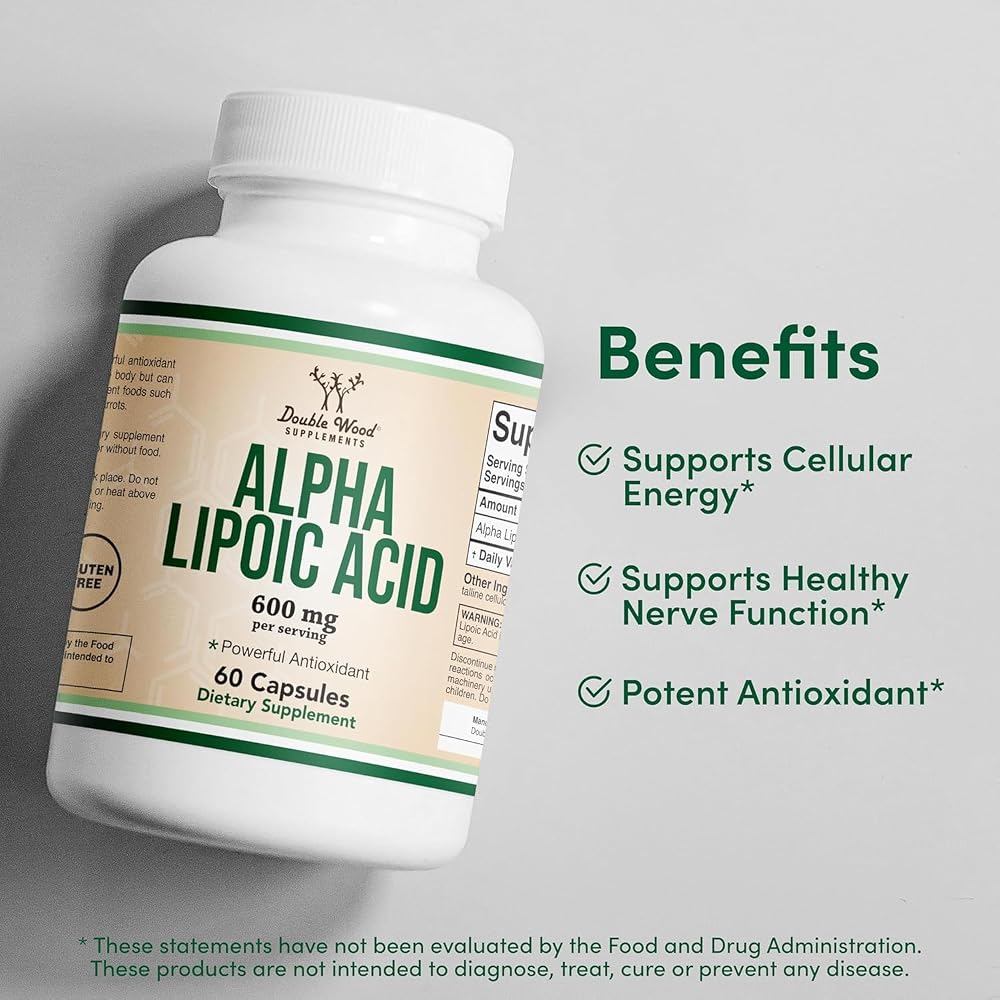 Double Wood Supplements Alpha Lipoic Acid 600mg per Serving (Third