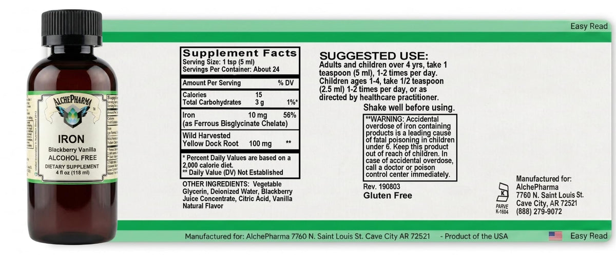 AlchePharma Iron Liquid Ferrous Bisglycinate Chelate - 4 fl oz - image 2
