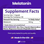 Healthfare Melatonin 60mg High-Strength Sleep Support - 180 Vegetarian Capsules - image 3