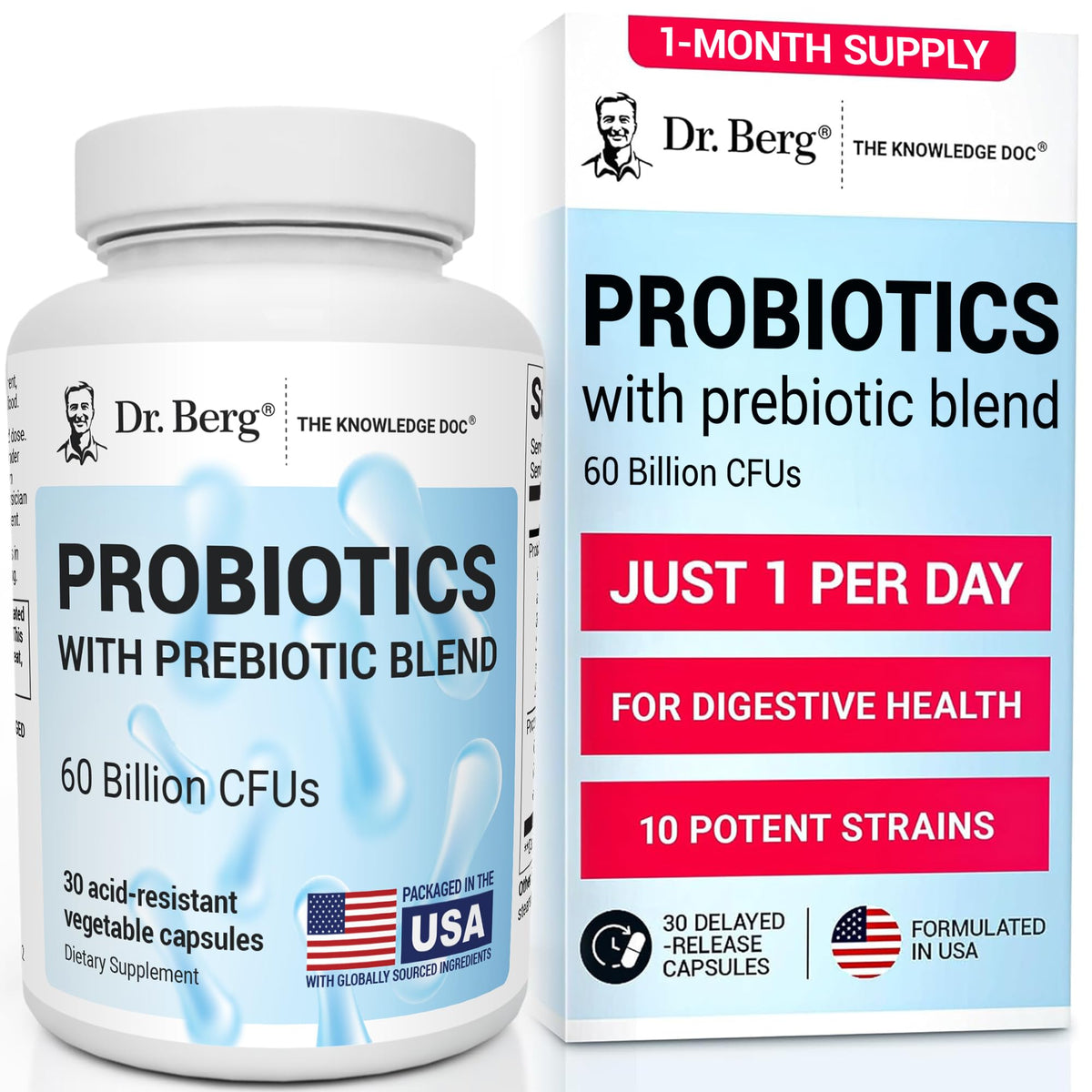 Dr. Berg Probiotic Supplement 60 Billion CFUs - 30 Capsules